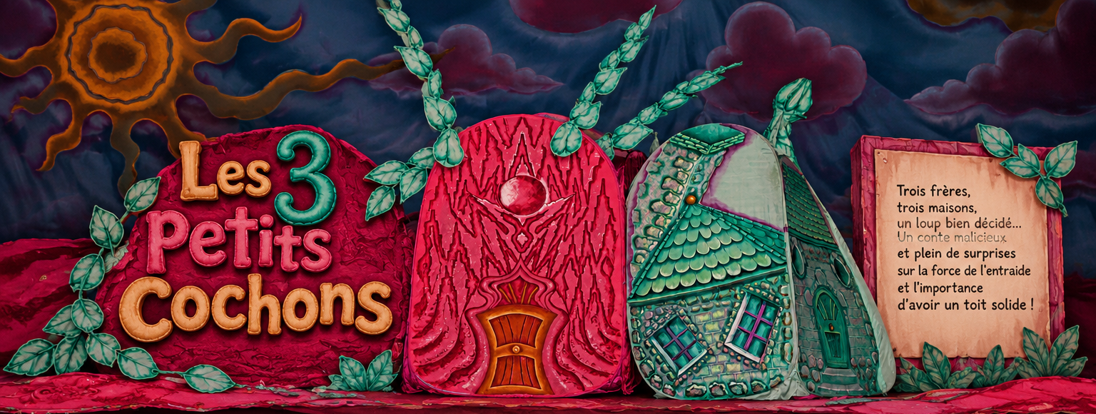 Les 3 petits cochons – spectacle jeune public 3-8 ans par Le Héron Pourpré